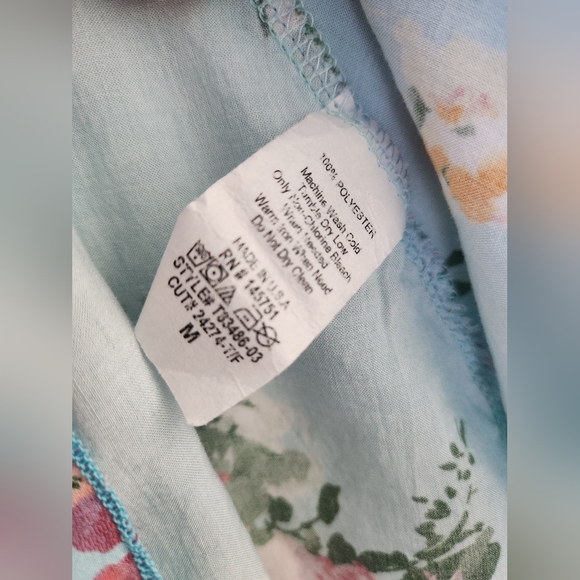 Peach Love California Blue Floral Frill Tank Top Spaghetti Straps Medium NWOT - Picture 8 of 8